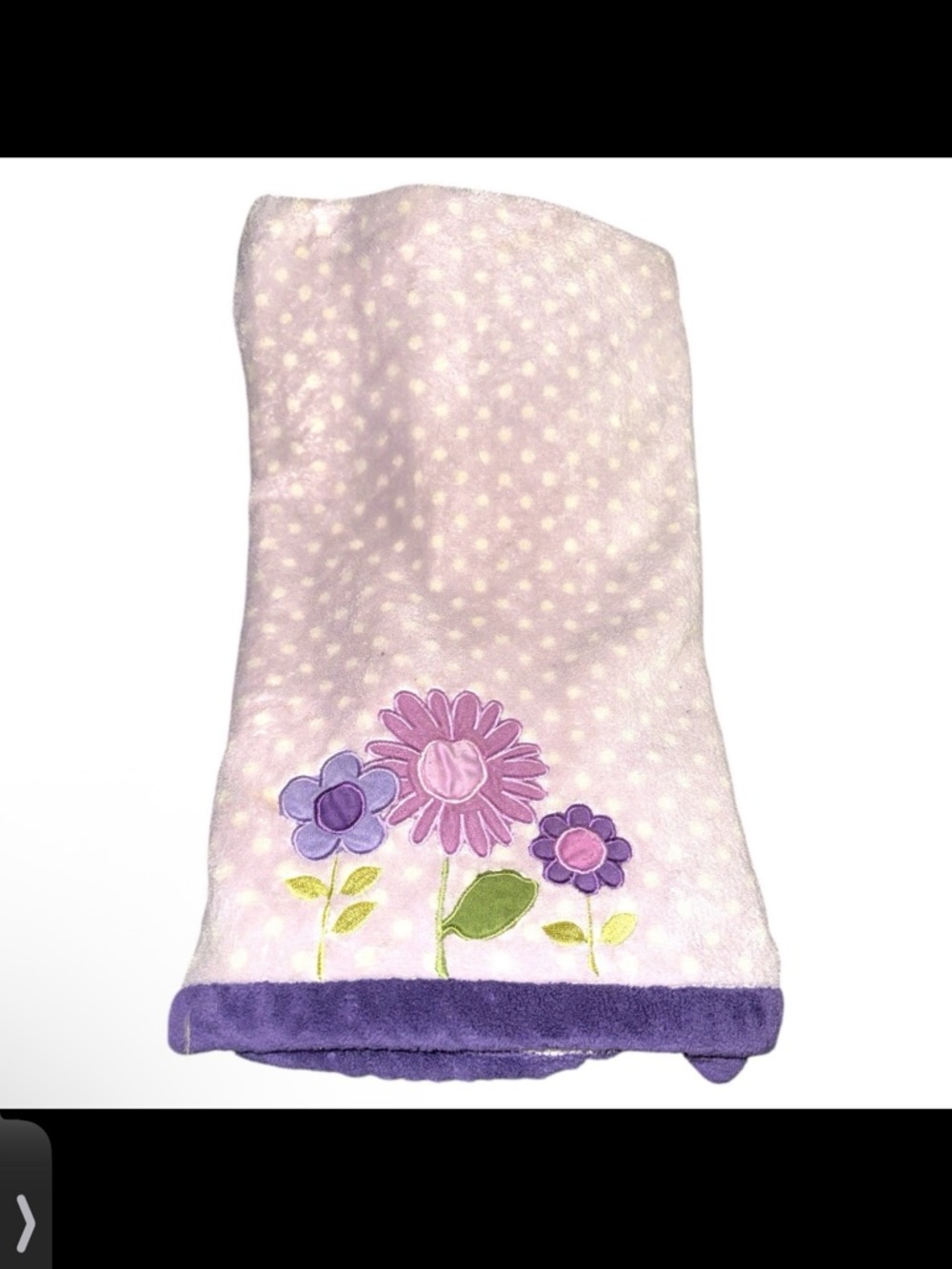 Carters Purple Lavender Polka Dot 3D Flowers Baby Blanket 30x40 Floral Daisy